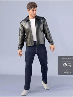 dForce HnC Leather Jacket Outfit for Genesis 8 Males-皮夹克为创世纪8男性装备