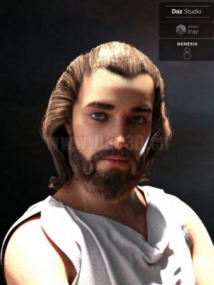 Yussef Hair Beard and Eyebrows for Genesis 8 Male(s)-尤瑟夫头发胡须和眉毛为创世纪8男性