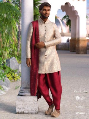 dForce Traditional East Indian Outfit for Genesis 8 Male(s)-《创世纪》第8章男性的传统东印度服装