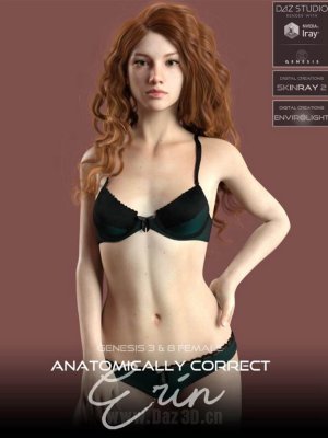 Anatomically Correct Erin for Genesis 3 and Genesis 8 Female-《创世纪3》和《创世纪8》女性的解剖学校正