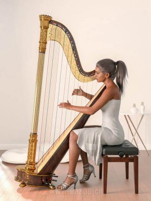 Concert Harp and Poses for Genesis 8 and 8.1-音乐会竖琴和创世纪8和81的姿势