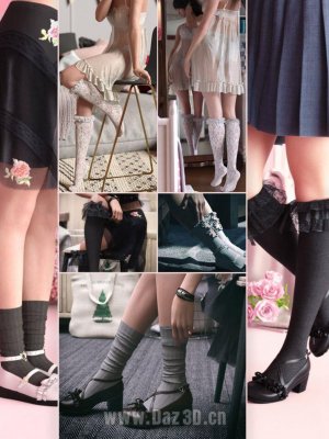 KuJ Kawaii Fashion Socks and Shoes Collection II for Genesis 8 and 8.1 Females-卡哇伊时尚袜子和鞋子系列二为创世纪8和81女性