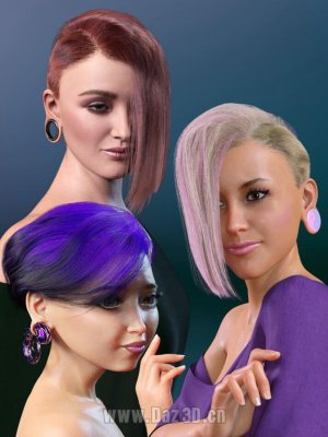 WD Salon Asymmetrical Wedge Cut dForce Hair for Genesis 8.1 Female-不对称楔形剪发适用于81女性