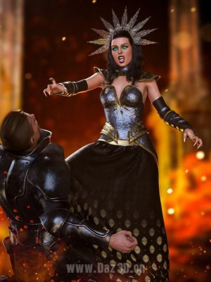 dForce Elena Dark Queen Outfit for Genesis 8 and 8.1 Females Bundle-黑暗女王为创世纪8和81女性套装提供的装备