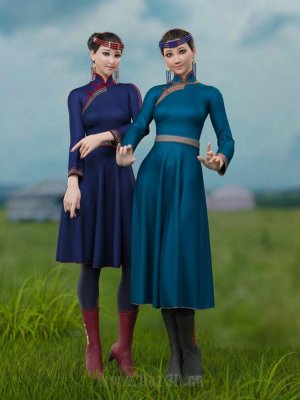 dForce MK Mongolian Dress for Genesis 8 and 8.1 Female-创世记8和81女性的蒙古服装