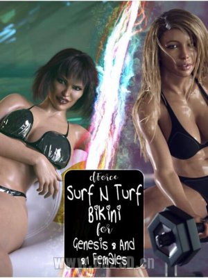 dForce Summer Surf N Turf Bikini for Genesis 8 and 8.1 Females-适用于8和81女性的比基尼
