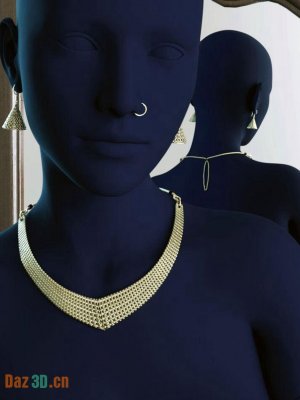 Indian Necklace and Earrings for Genesis 8 and 8.1 Females-创世纪8和81女性的印度项链和耳环