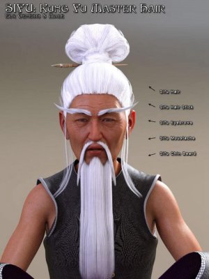 Sifu Kung Fu Master Hair for G8M-师傅功夫大师头发为8