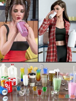 Z Drink Up Props and Poses Collection for Genesis 8 and 8.1-Z为创世纪8和8.1收集道具和姿势