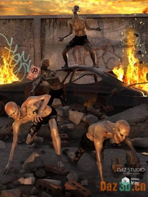 EArkhams ZWorld Undead Zombie Poses for Genesis 3 and 8 Male-不死僵尸为创世纪3和8男性摆姿势