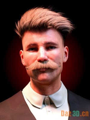 M3D Chuck Hair and Mustache for Genesis 8 and 8.1 Males-创世纪8和81男性的3夹头头发和胡子