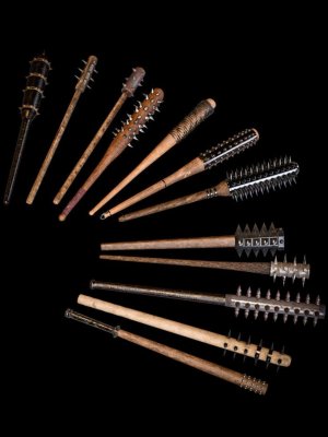 BW Wooden Mace Set 01 for Genesis 8 and 8.1-创世纪8和81的木制权杖套装01