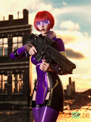 Cyberpunk Droid Sniper Rifle Poses for Genesis 8 and 8.1 Female-赛博朋克机器人狙击步枪为8和81女性摆姿势