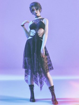 KuJ dForce Goth Punk Outfit for Genesis 8 and 8.1 Females-为创世纪8和81女性设计的哥特朋克服装
