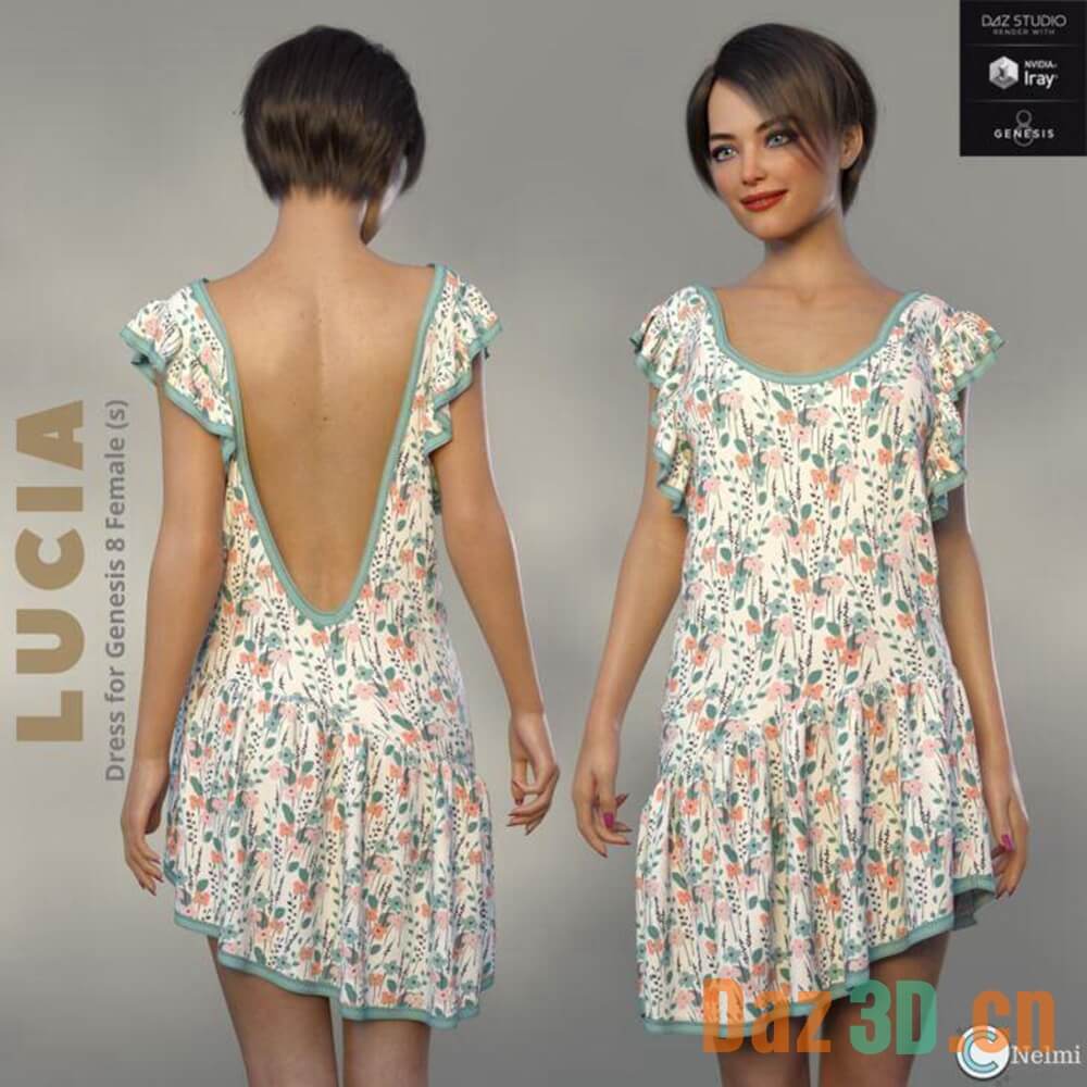 Lucia Dress Genesis 8 Female(s)露西娅礼服8女性_DAZ模型网