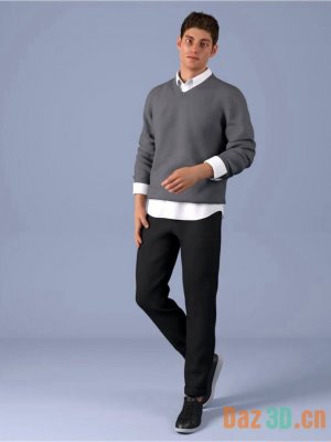 dForce HnC V-Neck Knit Outfits for Genesis 8.1 Males-适用于81男性的领针织套装