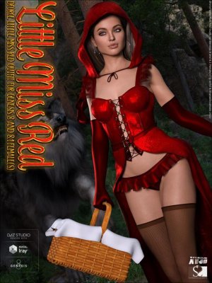 dForce Little Miss Red Outfit for Genesis 8 and 8.1 Females-《创世纪8》和《创世纪81》女性的红色套装