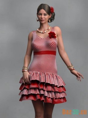 AN Triana HD and Triana Flamenca Dress for Genesis 8.1 Female-特里亚纳和特里亚纳弗拉门戈礼服为创世纪81女性