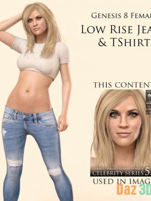 Lowrise Jeans And T-Shirt For Genesis 8 Female-低腰牛仔裤和恤为创世纪8女性