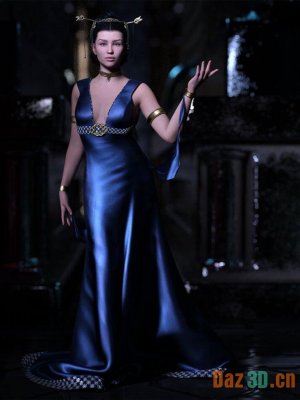dForce CB Saffron Dress Set for Genesis 9-《创世纪9》的藏红花礼服套装