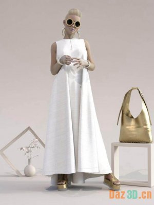 dForce Minimalist Maxi Dress Outfit for Genesis 8.1 Females Bundle-极简长裙套装，适用于81女性套装