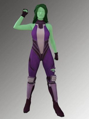 Fortnite She-Hulk Outfit For Genesis 8 Female-《堡垒之夜》女绿巨人为《创世纪8》女性提供的装备