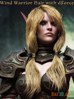 Wind Warrior Hair with dForce for Genesis 8 Female(s)-《创世纪8》女性的带的风之战士发型