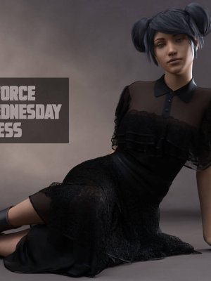 dForce Wednesday Party Dress for Genesis 8 Female-为《创世纪》8号女性设计的星期三派对礼服