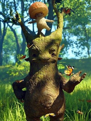 Forest Spirits Tree and Mushroom for Genesis 9-《创世纪》第9章的森林精灵、树和蘑菇