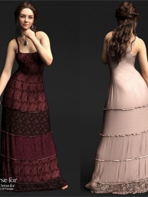Diverse for D-Force Tiered Dress for Genesis 8 and 9 Females-《创世纪》第8章和第9章女性的分层服装多样化