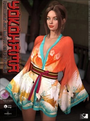 Yokohama for Japanese Kimono dForce Outfit for Genesis 8 Female(s)-横滨为创世纪8女性的日本和服装备