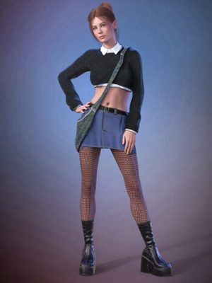 dForce Beige Spring Outfit for Genesis 9-《创世纪9》的米色春装