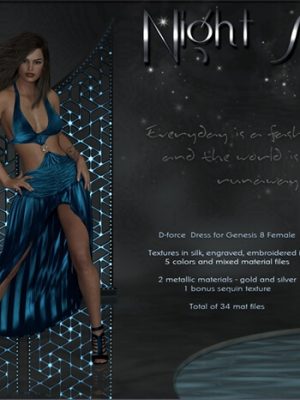 dForce Night Shine Dress for Genesis 8 Females-《创世纪8》女性的夜光连衣裙