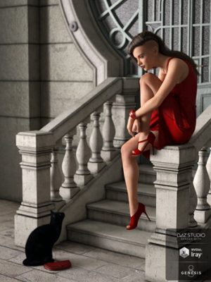 dForce Red Dress for Genesis 8 Female(s)-创世记8女性的红色连衣裙