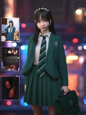 dForce SU Japan School Uniform Suit for Genesis 8, 8.1, and 9-日本创世纪8、81和9的校服套装