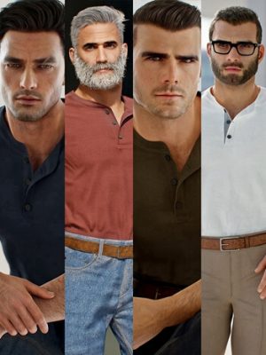 MI Henley Casual Outfit for Genesis 8 and 8.1 Males-米亨利休闲装为创世纪8和81男性
