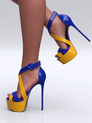 HL Color Block Stiletto Heels for Genesis 9, 8, and 8.1 Female-9、8和81女性色块细高跟鞋