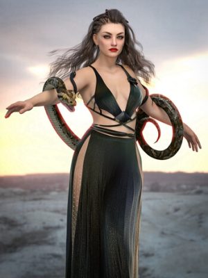 dForce Siren of Snakes Outfit for Genesis 9-《创世纪9》的Dforce蛇之海妖装备