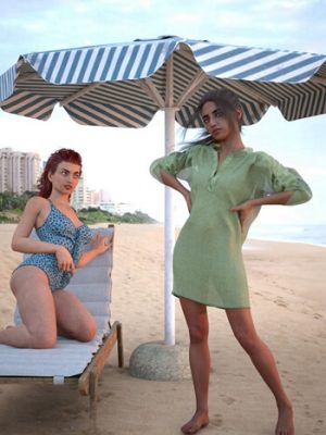 dForce Must-Have Beach Outfit for Genesis 8 and 8.1 Females-《创世纪8》和《创世纪81》女性必备沙滩装