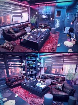 Cyberpunk Condo Living Room-赛博朋克公寓客厅
