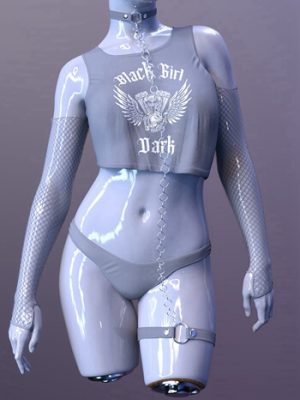 X-Fashion Dark Girl Outfit for Genesis 9-《创世纪9》的时尚黑暗女孩服装