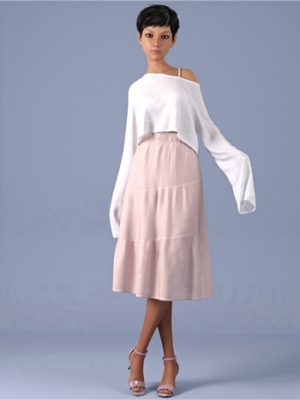 dForce HnC LongSleeve TShirt Outfit for Genesis 8.1 Females-长袖衬衫套装为起源81女性