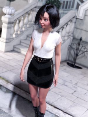 dForce Leather Skirt Outfit for Genesis 9-创世纪的皮革裙套装9