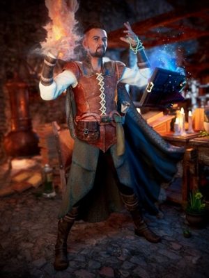 dForce The Young Wizard Outfit for Genesis 8 and 8.1 Males Bundle-为创世纪8和81男性包设计的年轻巫师套装