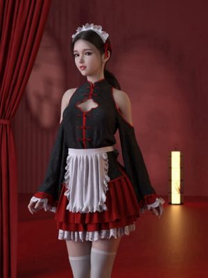 dForce MKTG Maid Outfit for Genesis 8.1 Females and Genesis 9-女仆服装为创世纪81女性和创世纪9