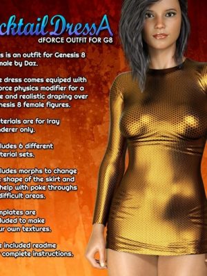 Exnem dForce Cocktail Dress A for Genesis 8 Female-鸡尾酒礼服为创世纪8女性