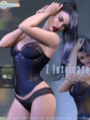 Z Intricate Hands Poses and Partials for Genesis 3 and 8 Female-复杂的手的姿势和部分为创世纪3和8女性