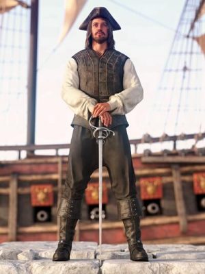 dForce Brave Corsair Outfit for Genesis 9 Texture Add-On-勇敢的海盗船装备为创世纪9纹理附加件