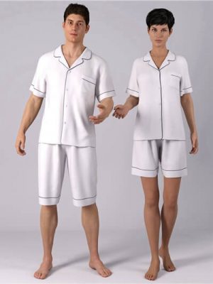 dForce HnC Summer Pajamas Outfits for Genesis 8.1 Females and Males-夏季睡衣服装为起源81女性和男性