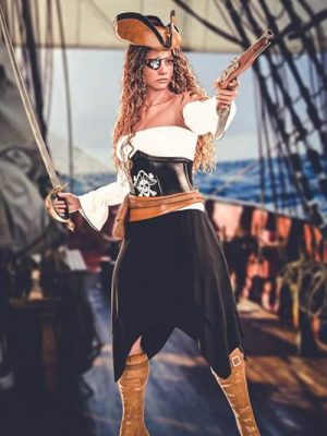 dForce Pirate Girl Outfit for Genesis 9-海盗女孩套装为创世纪9